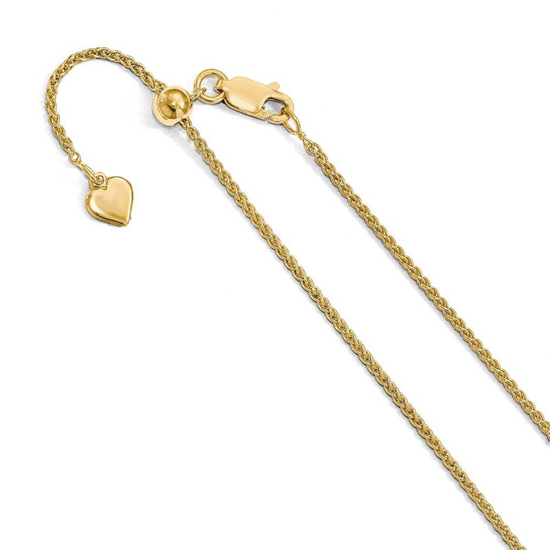 1.5mm Gold Tone Plated Sterling Silver Adj. Wheat Chain Necklace, 22in